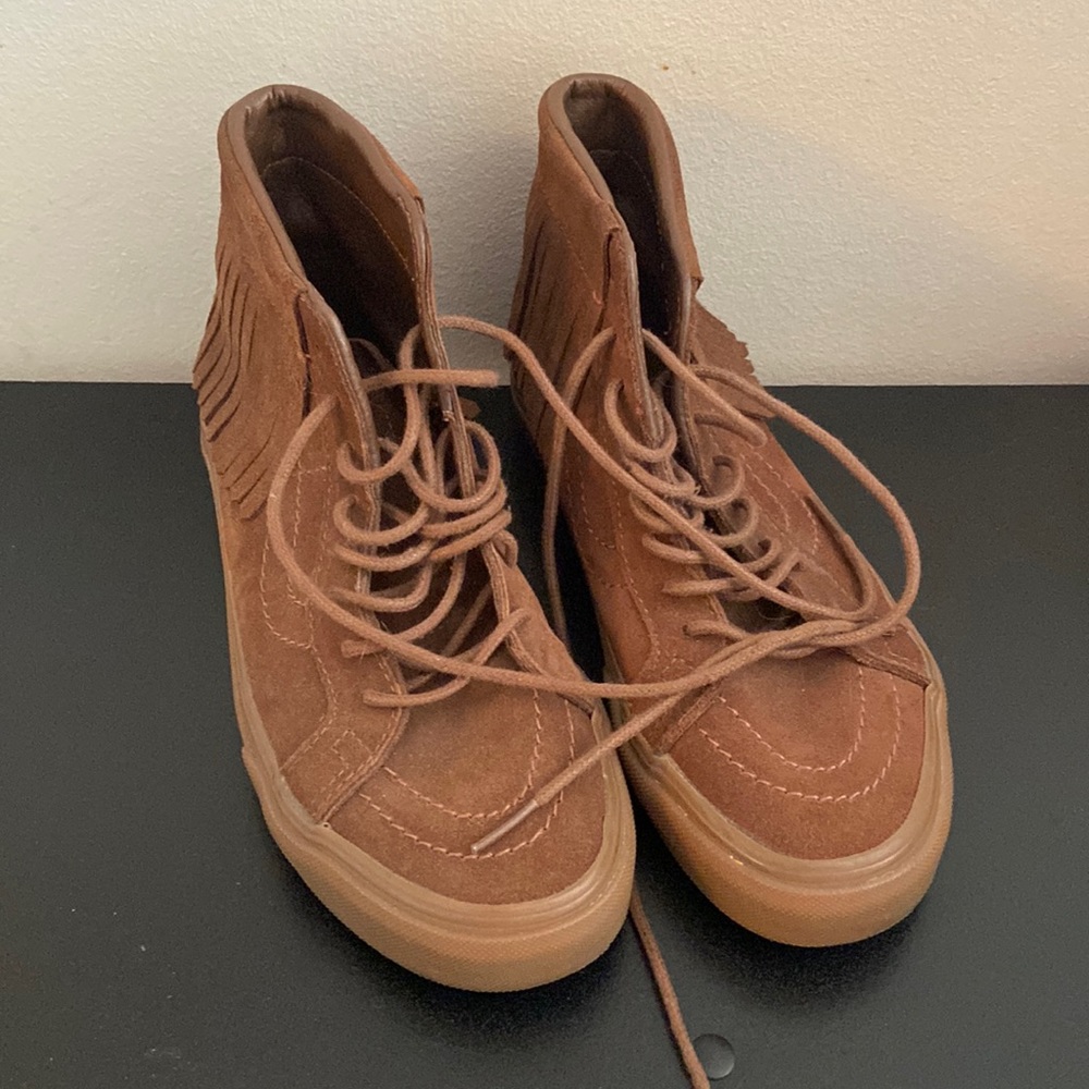 vans moccasins fringe suede sneakers shoes size 7